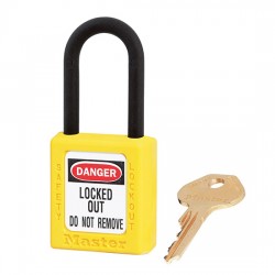 Khóa móc an toàn nhựa nhiệt dẻo còng nylon 6mm Master Lock 406YLW