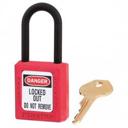 Khóa móc an toàn nhựa nhiệt dẻo còng nylon 6mm Master Lock 406RED