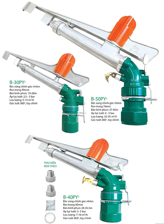 Súng phun cánh đập chỉnh góc bằng nhôm ren trong 76mm B 50PY2 1