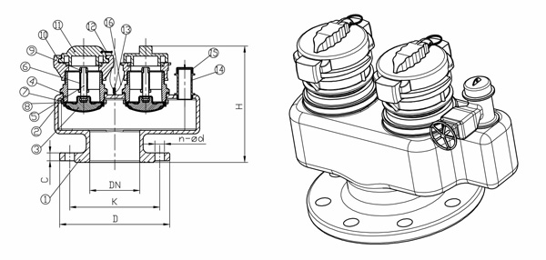 Trụ tiếp nước PCCC 2 ngõ ra DN100 FHFA 2