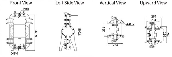 Của Bơm Màng Vi Sinh Khí Nén Inox 304 GODO QBW3 40 4