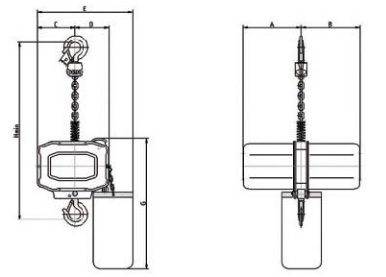 Palăng xích điện đảo ngược 1 tấn PAWELL ST PE010S