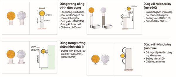 tieu phan quang hinh tron cam tren taluy hi q delineator