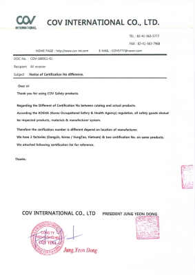 Chứng Nhận Chất Lượng Sản Phẩm COV