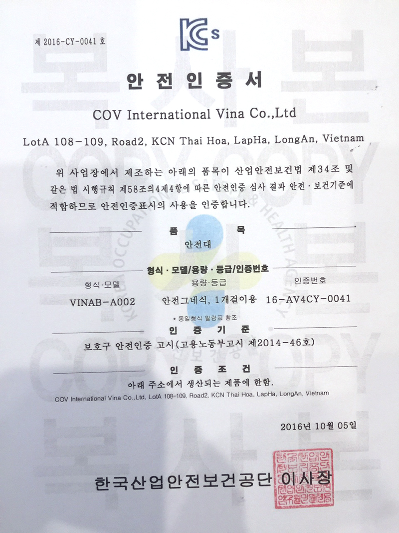 Sản phẩm Dây an toàn (Safety Belt) VINAB A002