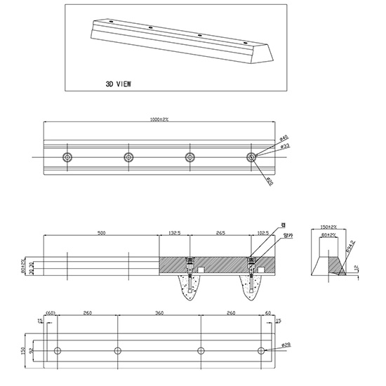 Thanh chắn tường bằng cao su cho bãi đỗ xe Hi Q WBP R1000 1